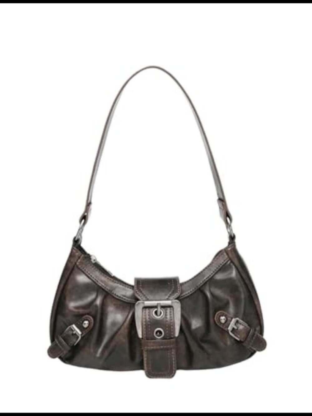 Faux Leather Crescent Shoulder Bag Mini Purse Goth Punk Y2K